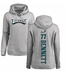Women's Nike Philadelphia Eagles #77 Michael Bennett Ash Backer Pullover Hoodie