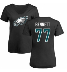 Women's Nike Philadelphia Eagles #77 Michael Bennett Black Name & Number Logo Slim Fit T-Shirt