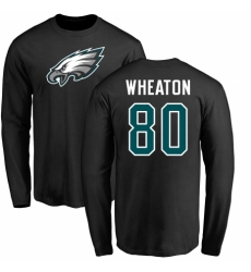 Nike Philadelphia Eagles #80 Markus Wheaton Black Name & Number Logo Long Sleeve T-Shirt