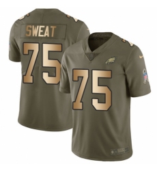 Men's Nike Philadelphia Eagles #75 Josh Sweat Limited Olive/Gold 2017 Salute to Service NFL Jersey
