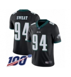 Men's Philadelphia Eagles #94 Josh Sweat Black Alternate Vapor Untouchable Limited Player 100th Season Football Jersey