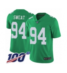Men's Philadelphia Eagles #94 Josh Sweat Limited Green Rush Vapor Untouchable 100th Season Football Jersey