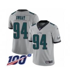 Men's Philadelphia Eagles #94 Josh Sweat Limited Silver Inverted Legend 100th Season Football Jersey