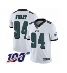 Men's Philadelphia Eagles #94 Josh Sweat White Vapor Untouchable Limited Player 100th Season Football Jersey