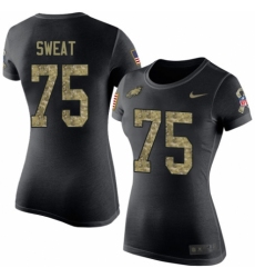Women's Nike Philadelphia Eagles #75 Josh Sweat Black Camo Salute to Service T-Shirt