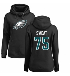 Women's Nike Philadelphia Eagles #75 Josh Sweat Black Name & Number Logo Pullover Hoodie
