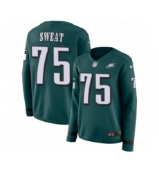 Women's Nike Philadelphia Eagles #75 Josh Sweat Limited Green Therma Long Sleeve NFL Jersey
