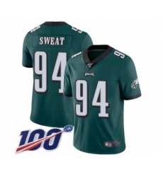 Youth Philadelphia Eagles #94 Josh Sweat Midnight Green Team Color Vapor Untouchable Limited Player 100th Season Football Jersey
