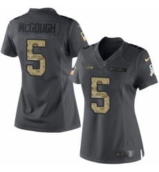 Women's Nike Seattle Seahawks #5 Alex McGough Limited Black 2016 Salute to Service NFL Jersey