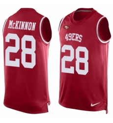 Men's Nike San Francisco 49ers #28 Jerick McKinnon Limited Red Player Name & Number Tank Top NFL Jersey