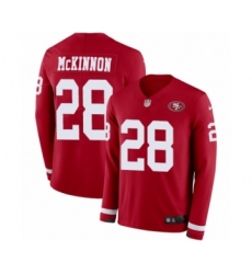 Men's Nike San Francisco 49ers #28 Jerick McKinnon Limited Red Therma Long Sleeve NFL Jersey