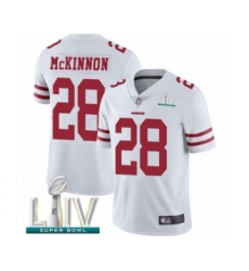 Men's San Francisco 49ers #28 Jerick McKinnon White Vapor Untouchable Limited Player Super Bowl LIV Bound Football Jersey