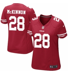 Women's Nike San Francisco 49ers #28 Jerick McKinnon Game Red Team Color NFL Jersey