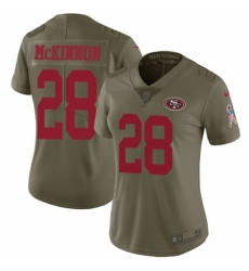 Women's Nike San Francisco 49ers #28 Jerick McKinnon Limited Olive 2017 Salute to Service NFL Jersey