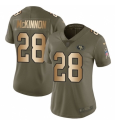 Women's Nike San Francisco 49ers #28 Jerick McKinnon Limited Olive/Gold 2017 Salute to Service NFL Jersey