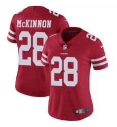 Women's Nike San Francisco 49ers #28 Jerick McKinnon Red Team Color Vapor Untouchable Elite Player NFL Jersey