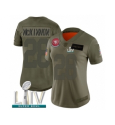 Women's San Francisco 49ers #28 Jerick McKinnon Limited Olive 2019 Salute to Service Super Bowl LIV Bound Football Jerse