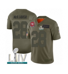 Youth San Francisco 49ers #28 Jerick McKinnon Limited Olive 2019 Salute to Service Super Bowl LIV Bound Football Jersey