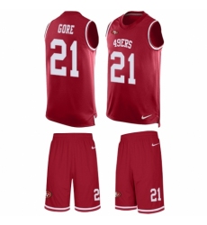 Men's Nike San Francisco 49ers #21 Frank Gore Limited Red Tank Top Suit NFL Jersey