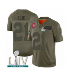 Men's San Francisco 49ers #21 Frank Gore Limited Olive 2019 Salute to Service Super Bowl LIV Bound Football Jersey