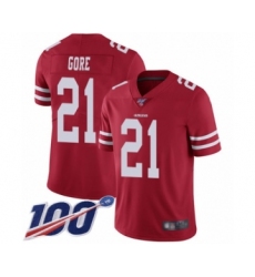 Men's San Francisco 49ers #21 Frank Gore Red Team Color Vapor Untouchable Limited Player 100th Season Football Jersey