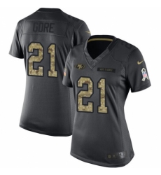 Women's Nike San Francisco 49ers #21 Frank Gore Limited Black 2016 Salute to Service NFL Jersey