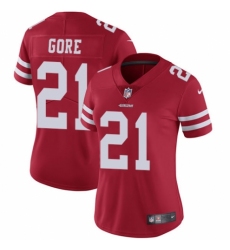 Women's Nike San Francisco 49ers #21 Frank Gore Red Team Color Vapor Untouchable Elite Player NFL Jersey