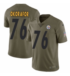 Men's Nike Pittsburgh Steelers #76 Chukwuma Okorafor Limited Olive 2017 Salute to Service NFL Jersey
