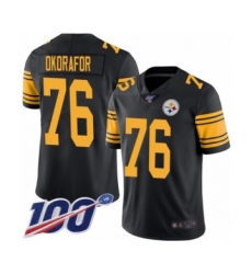 Men's Pittsburgh Steelers #76 Chukwuma Okorafor Limited Black Rush Vapor Untouchable 100th Season Football Jersey
