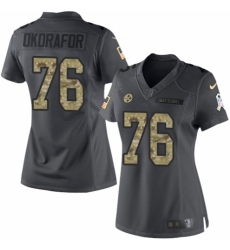 Women's Nike Pittsburgh Steelers #76 Chukwuma Okorafor Limited Black 2016 Salute to Service NFL Jersey