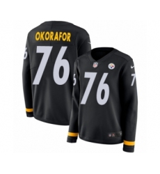 Women's Nike Pittsburgh Steelers #76 Chukwuma Okorafor Limited Black Therma Long Sleeve NFL Jersey