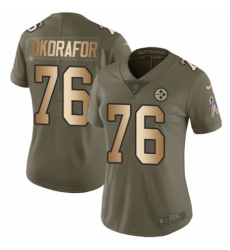 Women's Nike Pittsburgh Steelers #76 Chukwuma Okorafor Limited Olive/Gold 2017 Salute to Service NFL Jersey