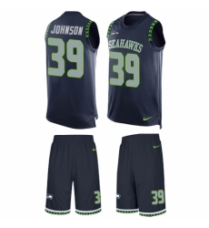 Men's Nike Seattle Seahawks #39 Dontae Johnson Limited Steel Blue Tank Top Suit NFL Jersey