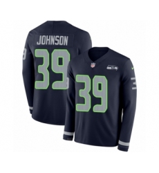 Youth Nike Seattle Seahawks #39 Dontae Johnson Limited Navy Blue Therma Long Sleeve NFL Jersey