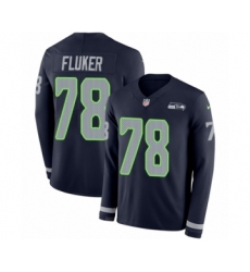 Men's Nike Seattle Seahawks #78 D.J. Fluker Limited Navy Blue Therma Long Sleeve NFL Jersey
