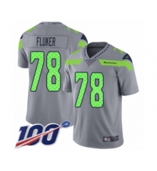 Men's Seattle Seahawks #78 D.J. Fluker Limited Silver Inverted Legend 100th Season Football Jersey