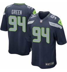 Men's Nike Seattle Seahawks #94 Rasheem Green Game Navy Blue Team Color NFL Jersey