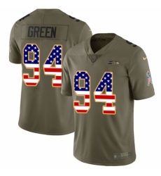 Men's Nike Seattle Seahawks #94 Rasheem Green Limited Olive/USA Flag 2017 Salute to Service NFL Jersey