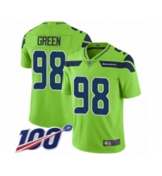 Men's Seattle Seahawks #98 Rasheem Green Limited Green Rush Vapor Untouchable 100th Season Football Jersey