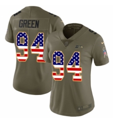 Women's Nike Seattle Seahawks #94 Rasheem Green Limited Olive/USA Flag 2017 Salute to Service NFL Jersey