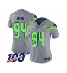 Women's Seattle Seahawks #94 Rasheem Green Limited Silver Inverted Legend 100th Season Football Jersey