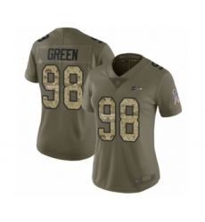Women's Seattle Seahawks #98 Rasheem Green Limited Olive Camo 2017 Salute to Service Football Jersey