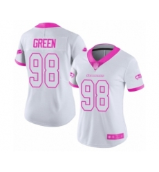 Women's Seattle Seahawks #98 Rasheem Green Limited White Pink Rush Fashion Football Jersey