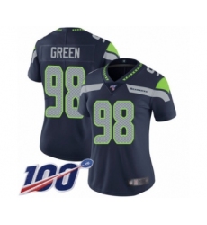 Women's Seattle Seahawks #98 Rasheem Green Navy Blue Team Color Vapor Untouchable Limited Player 100th Season Football Jersey