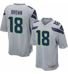 Men's Nike Seattle Seahawks #18 Jaron Brown Game Grey Alternate NFL Jersey