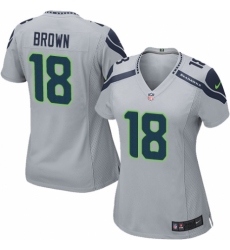 Women's Nike Seattle Seahawks #18 Jaron Brown Game Grey Alternate NFL Jersey