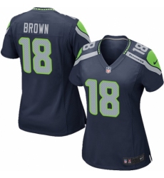 Women's Nike Seattle Seahawks #18 Jaron Brown Game Navy Blue Team Color NFL Jersey