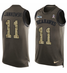 Men's Nike Seattle Seahawks #11 Sebastian Janikowski Limited Green Salute to Service Tank Top NFL Jersey