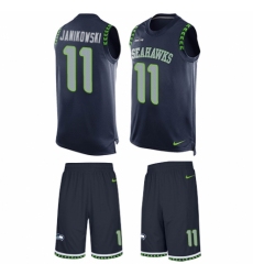 Men's Nike Seattle Seahawks #11 Sebastian Janikowski Limited Steel Blue Tank Top Suit NFL Jersey