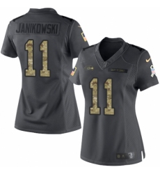 Women's Nike Seattle Seahawks #11 Sebastian Janikowski Limited Black 2016 Salute to Service NFL Jersey